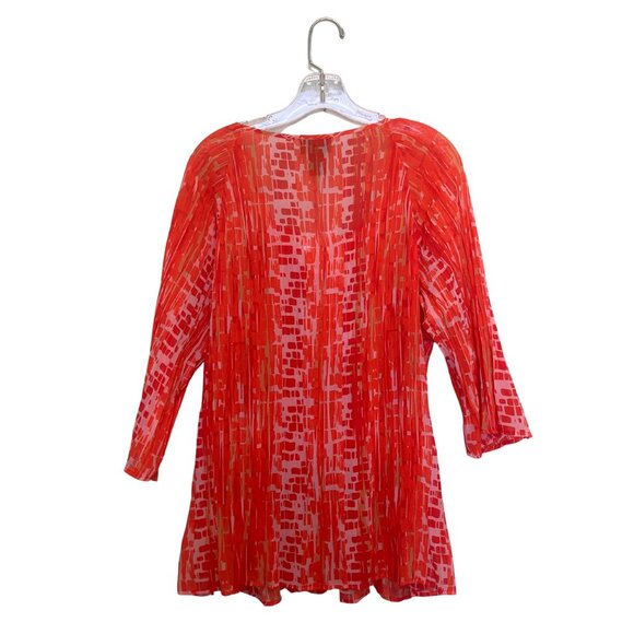 Lane Bryant Red Peasant Blouse Size 14/16 3/4 Sleeve Boho Tunic Top - Picture 3 of 7